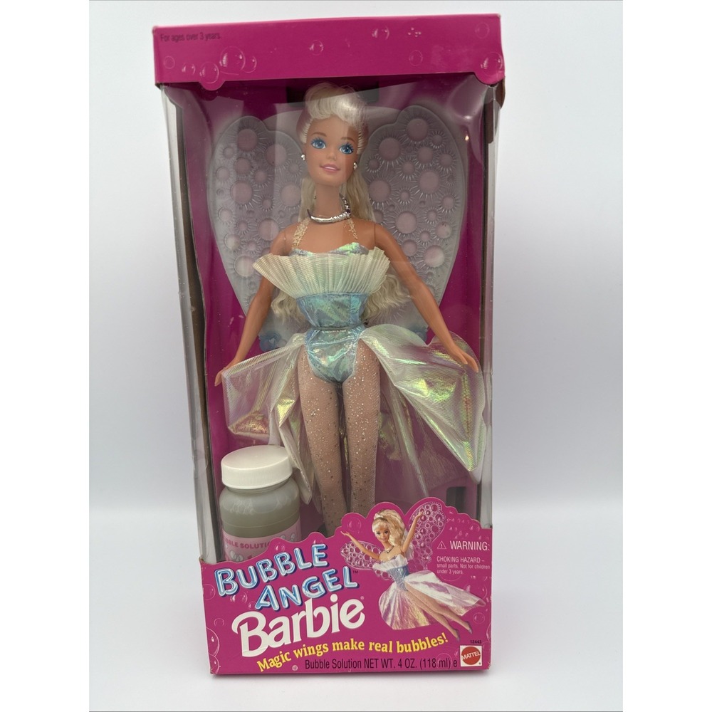 Mattel 1994 Bubble Angel Barbie Doll with Wings Make Real Bubbles 12443 NRFB